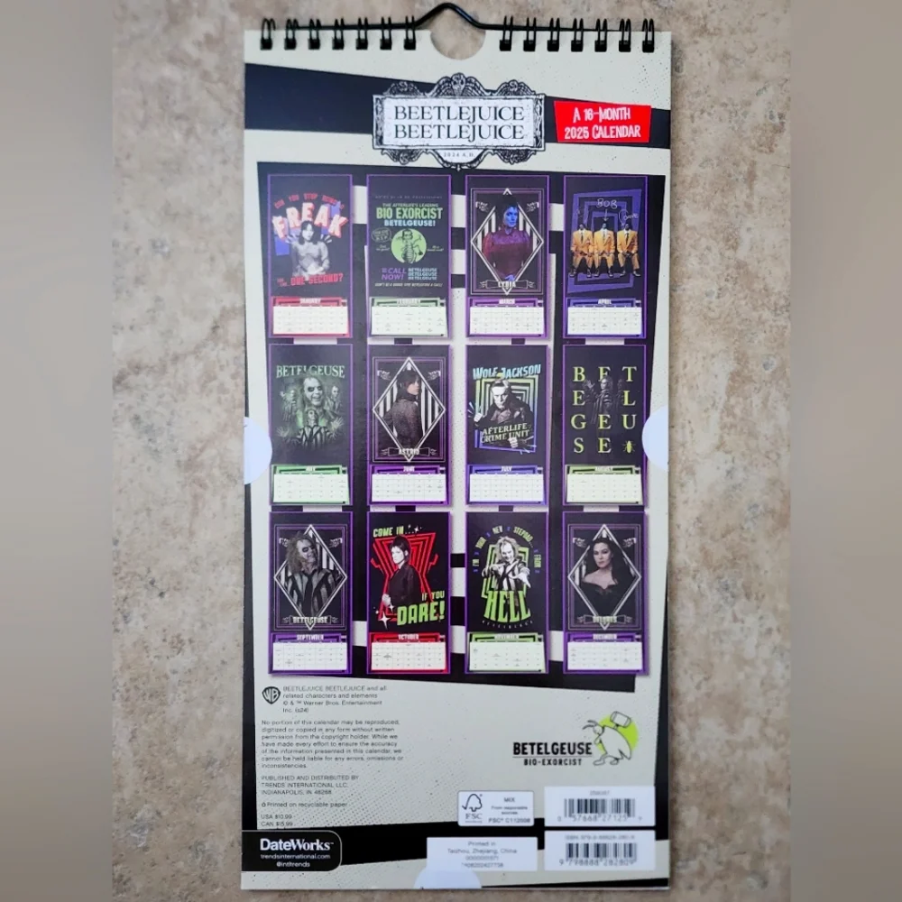 Beetlejuice Beetlejuice 16 Month Calendar featuring 13 Posters